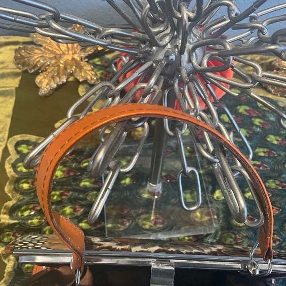 VTG Outdoor Forest Fairytale Wedding Feather Frame Bag Woodsy Bride Brown Blue - Picture 14 of 16